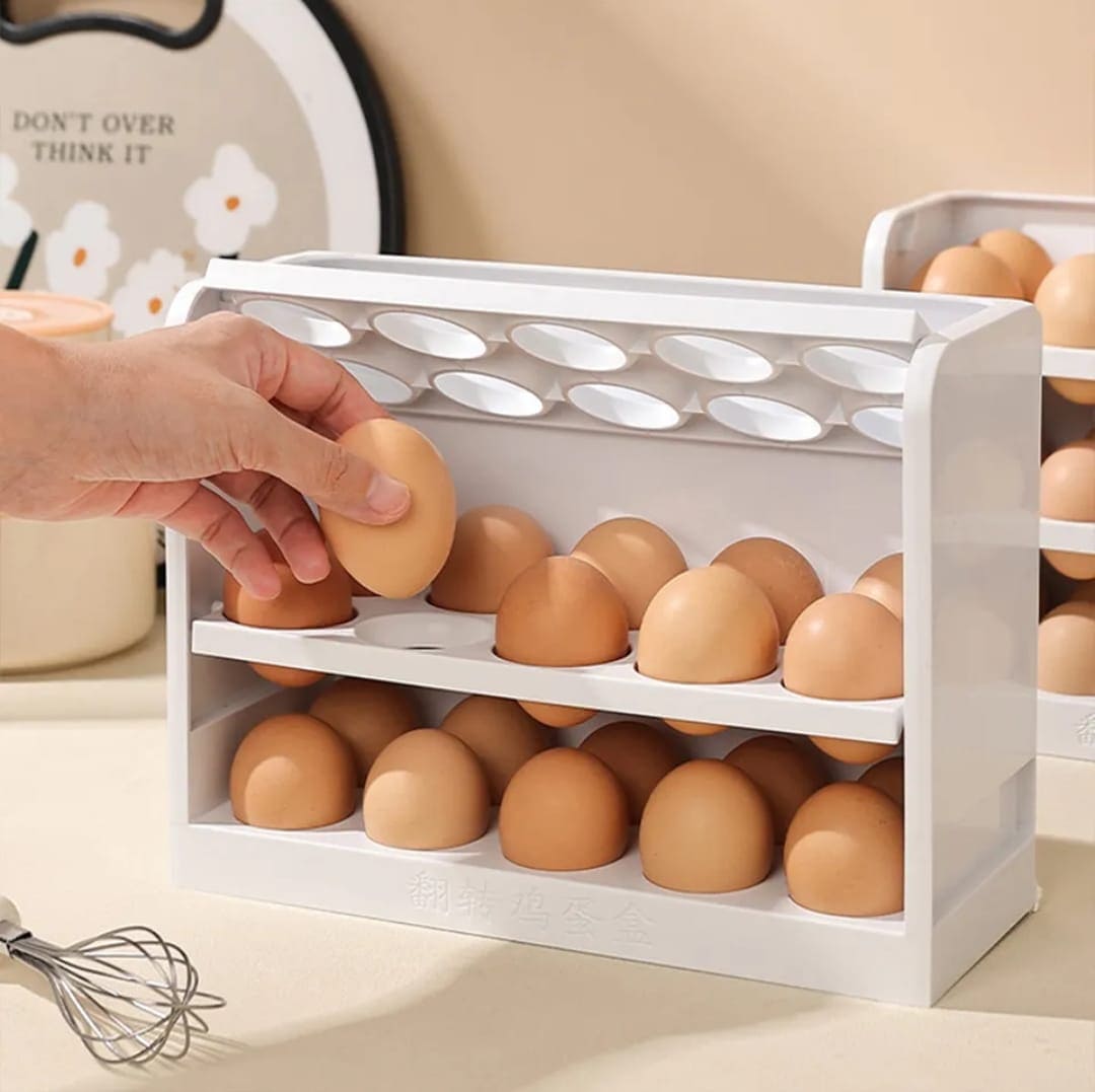 New Rotating 30 Grid Egg Storage Box, 3 Tier Fridge Eggs Organizer, Egg Container Case, Refrigerator Egg Shelf, Flip-Type Egg Storage Rack, Practical Egg Container New Rotating 30 Grid Egg Storage Box, 3 Tier Fridge Eggs Organizer, Egg Container Case, Refrigerator Egg Shelf, Flip-Type Egg Storage Rack, Practical Egg Container